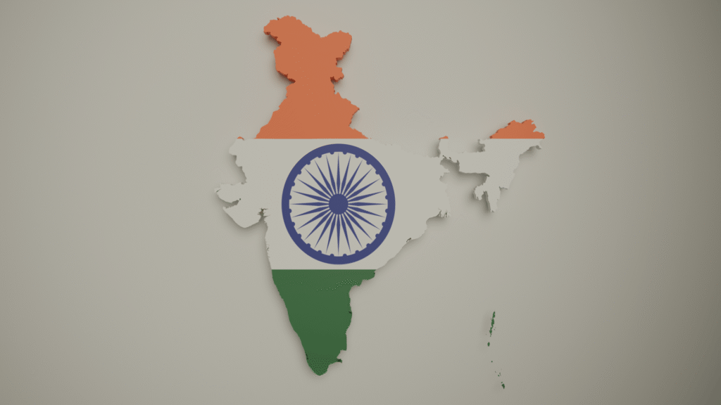 3D Map of India with Flag