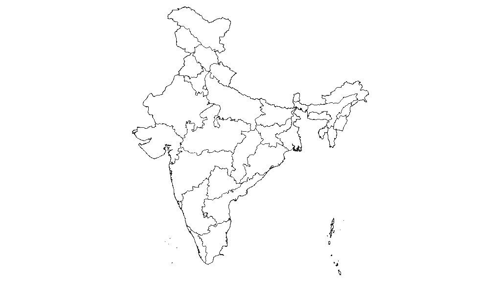 India Outline Map with States and UTs - Transparent PNG