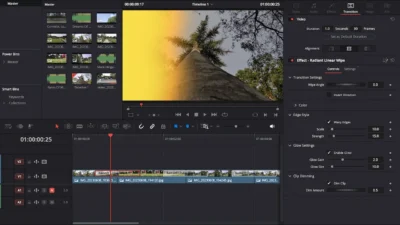 Smooth Color Glow Wipe Transition Template for DaVinci Resolve | Radiant Linear Wipe