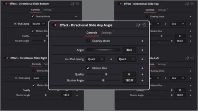 Directional Slide Transitions for DaVinci Resolve (Push + Overlay, Any Angle)