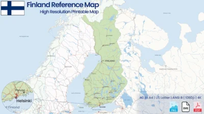 Finland Reference Map High Resolution Printable Map in PNG, SVG and PDF