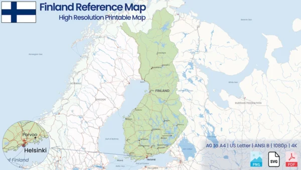Finland Reference Map High Resolution Printable Map in PNG, SVG and PDF