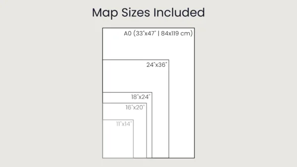 dvblend-map-sizes-info-guide-portrait Germany Minimalist Political Map - Modern Printable Wall Art (English & German)