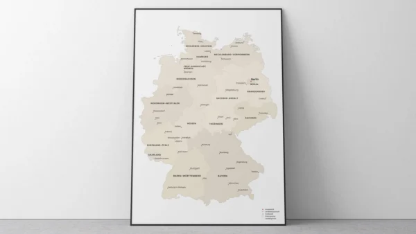 germany-minimalist-political-map-hero-wall-art Germany Minimalist Political Map - Modern Printable Wall Art (English & German)
