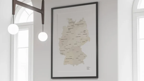 germany-minimalist-political-map-lifestyle-interior Germany Minimalist Political Map - Modern Printable Wall Art (English & German)