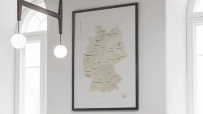 Germany Minimalist Political Map - Modern Printable Wall Art (English & German)