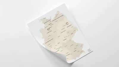 Germany Minimalist Political Map - Modern Printable Wall Art (English & German)
