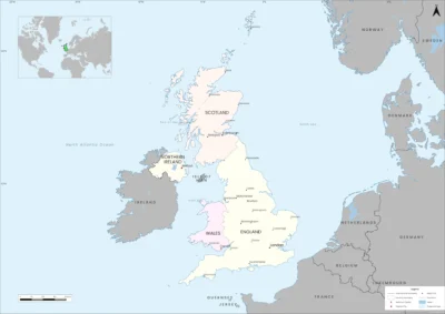 United Kingdom Political Map with Countries, Capitals and Cities | High Resolution Printable PDF & PNG
