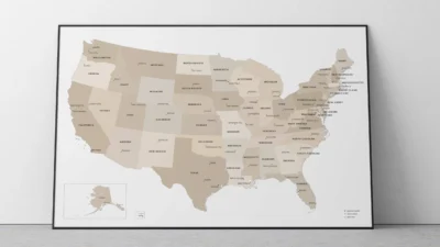 USA Minimalist Political Map - Printable Wall Art (All 50 States + Contiguous US)