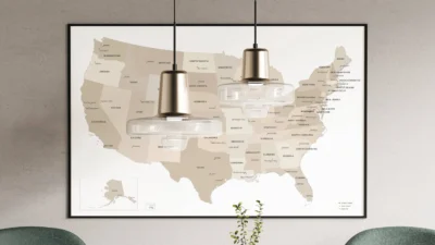 USA Minimalist Political Map - Printable Wall Art (All 50 States + Contiguous US)
