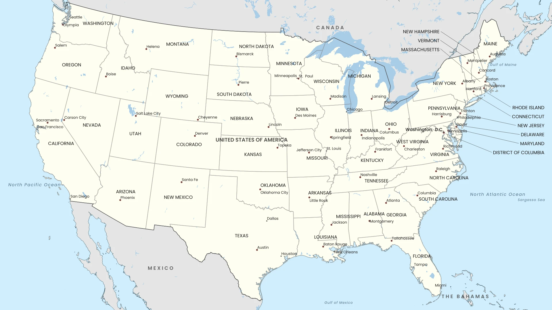 United States Political Map with States and Capitals | High Resolution ...