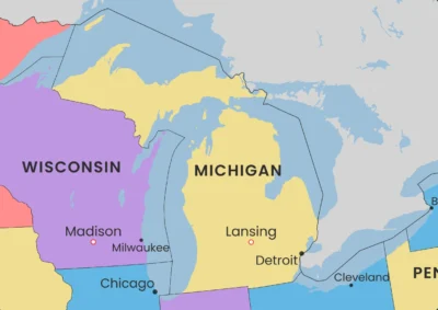 usa-political-map-printable-atlas-style-michigan-zoom-detail USA Political Map Printable, United States Map with States Capitals Cities, Wall Art Poster