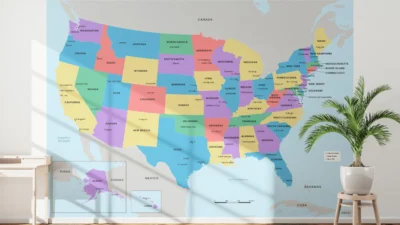 usa-political-map-printable-modern-wall USA Political Map Printable, United States Map with States Capitals Cities, Wall Art Poster