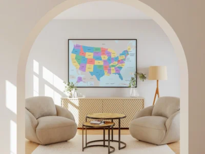 usa-political-map-printable-modern-wall-frame USA Political Map Printable, United States Map with States Capitals Cities, Wall Art Poster