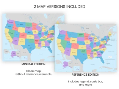 USA Political Map Printable | States, Capitals & Major Cities