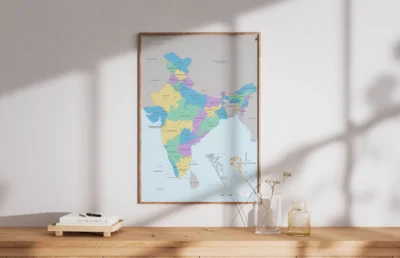 India Political Map with States, Capitals & Major Cities (Printable PDF & JPG, English & Hindi)