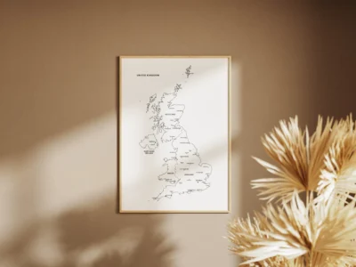 uk-blank-labeled-printable-map-fully-labeled-clean-wall-frame United Kingdom Blank & Labeled Printable Maps (6 Map Styles) | UK Outline Map PDF & JPG