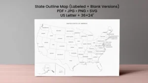 Blank USA Map Printable - State Outlines with Labeled & Blank Versions - Worksheet Map