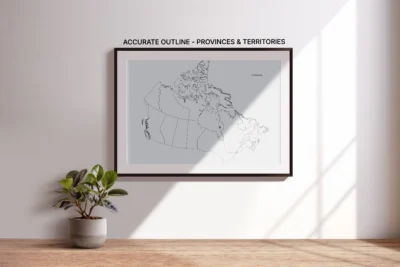 Canada Blank Outline Map Printable | Canada Provinces & Territories Outline for Geography Worksheets and Education
