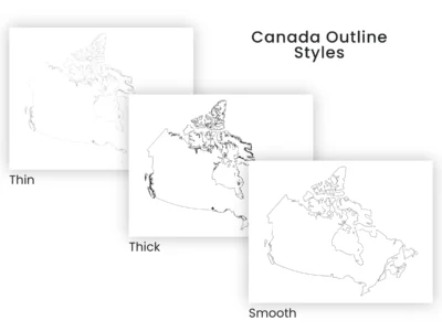Canada Blank Outline Map Printable Bundle | 6 Map Styles | Province & Territory Borders | PDF & JPG