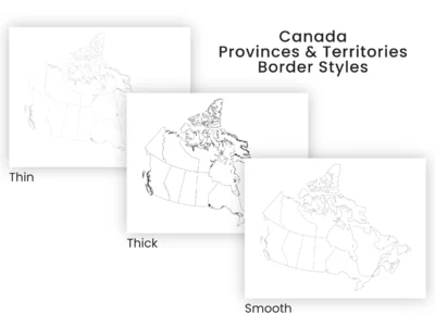 Canada Blank Outline Map Printable Bundle | 6 Map Styles | Province & Territory Borders | PDF & JPG