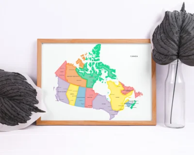 Canada Political Map with Provinces, Territories, Capitals and Major Cities Printable - Minimalist Modern Color Edition