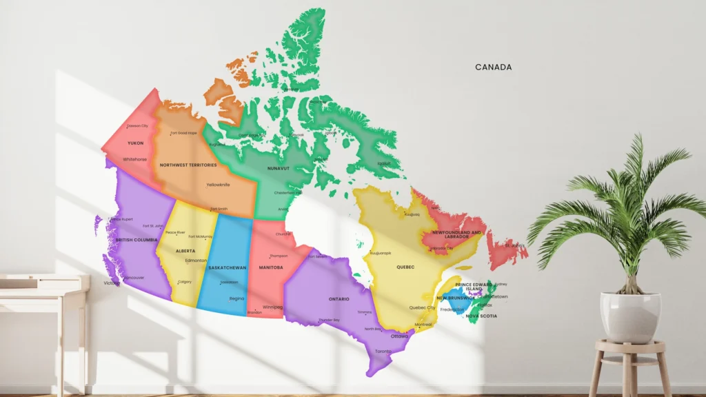 Canada Political Map with Provinces, Territories, Capitals and Major ...