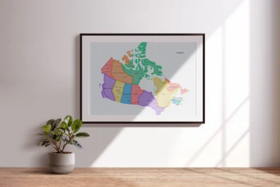 Canada Political Map with Provinces, Territories, Capitals and Major Cities Printable - Minimalist Modern Color Edition