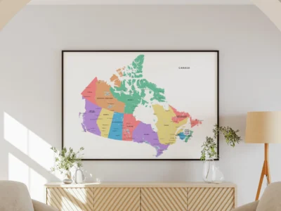 Canada Political Map Minimalist Printable | Provinces, Territories, Capitals & Major Cities | Light & Muted Editions