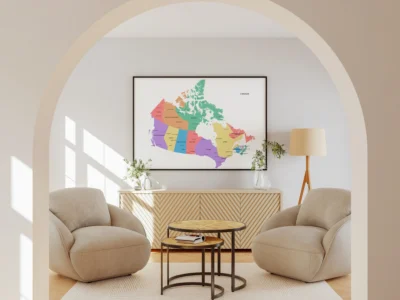 Canada Political Map with Provinces, Territories, Capitals and Major Cities – Minimalist Edition