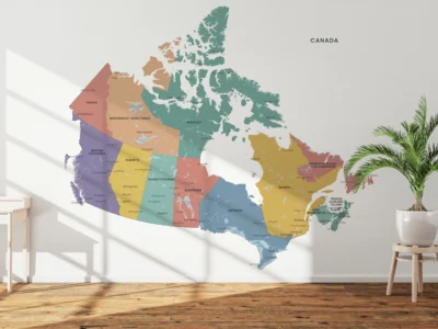 Canada Political Map Minimalist Printable | Provinces, Territories, Capitals & Major Cities | Light & Muted Editions