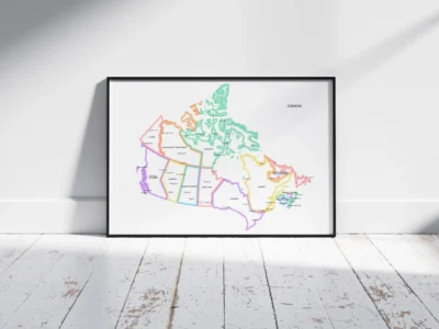 canada-political-map-outline-glow-white-fill-printable-black-frame Minimalist Canada Political Map Printable - Provinces & Territories Glow Outline