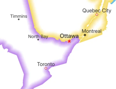 canada-political-map-outline-glow-white-fill-printable-ottawa-toronto-zoom-detail Minimalist Canada Political Map Printable - Provinces & Territories Glow Outline