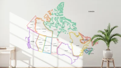 canada-political-map-outline-glow-white-fill-printable-wall Minimalist Canada Political Map Printable - Provinces & Territories Glow Outline