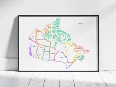 Canada Political Map Printable – Prismatic Glow Province & Territory Boundaries