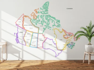 Canada Political Map Printable – Prismatic Glow Province & Territory Boundaries