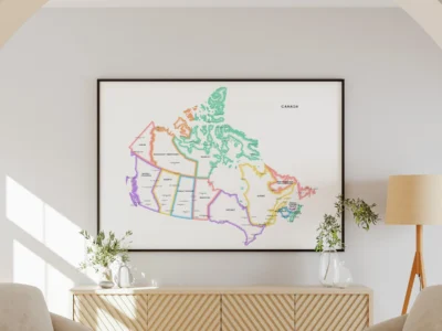 Canada Political Map Printable – Prismatic Glow Province & Territory Boundaries