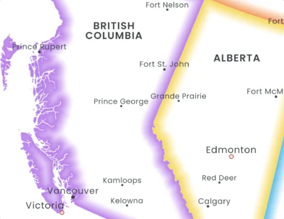 Canada Political Map Printable – Prismatic Glow Province & Territory Boundaries