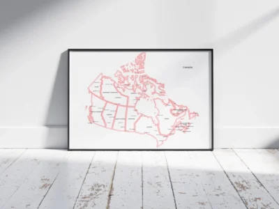 Canada Political Map with Provinces, Territories, Capitals and Major Cities - Single Color Glow Outline Edition Printable