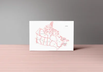 Canada Political Map with Provinces, Territories, Capitals and Major Cities - Single Color Glow Outline Edition Printable