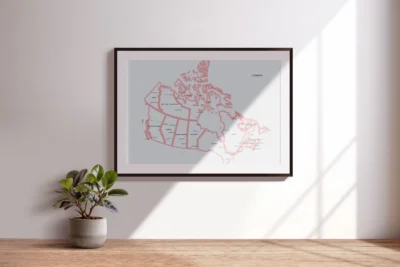 Canada Political Map with Provinces, Territories, Capitals and Major Cities - Single Color Glow Outline Edition Printable