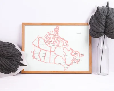 Canada Political Map with Provinces, Territories, Capitals and Major Cities - Single Color Glow Outline Edition Printable