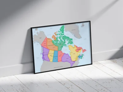 Canada Political Map with Provinces, Territories, Capitals and Major Cities - Modern Color Edition