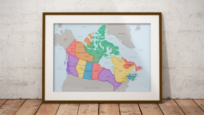 Canada Political Map with Provinces, Territories, Capitals and Major Cities - Modern Color Edition
