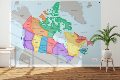 Canada Political Map with Provinces, Territories, Capitals and Major Cities - Modern Color Edition