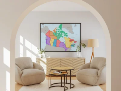 Canada Political Map with Provinces, Territories, Capitals and Major Cities - Modern Color Edition