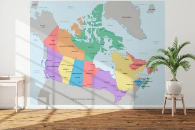 Canada Political Map with Provinces, Territories, Capitals & Major Cities | Printable Educational Wall Map of Canada