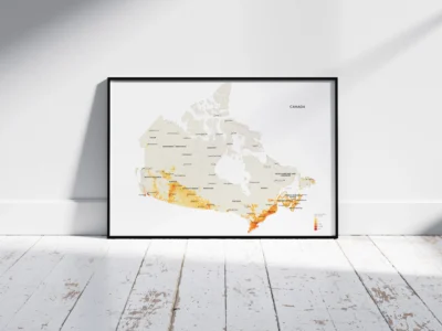 Canada Population Density Map Minimalist Printable | Minimalist Canada Demographic Map Poster