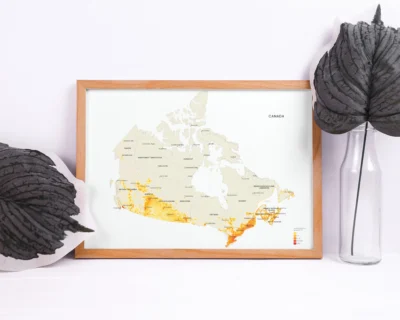 Canada Population Density Map Minimalist Printable | Minimalist Canada Demographic Map Poster
