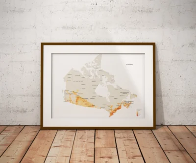 Canada Population Density Map Minimalist Printable | Minimalist Canada Demographic Map Poster